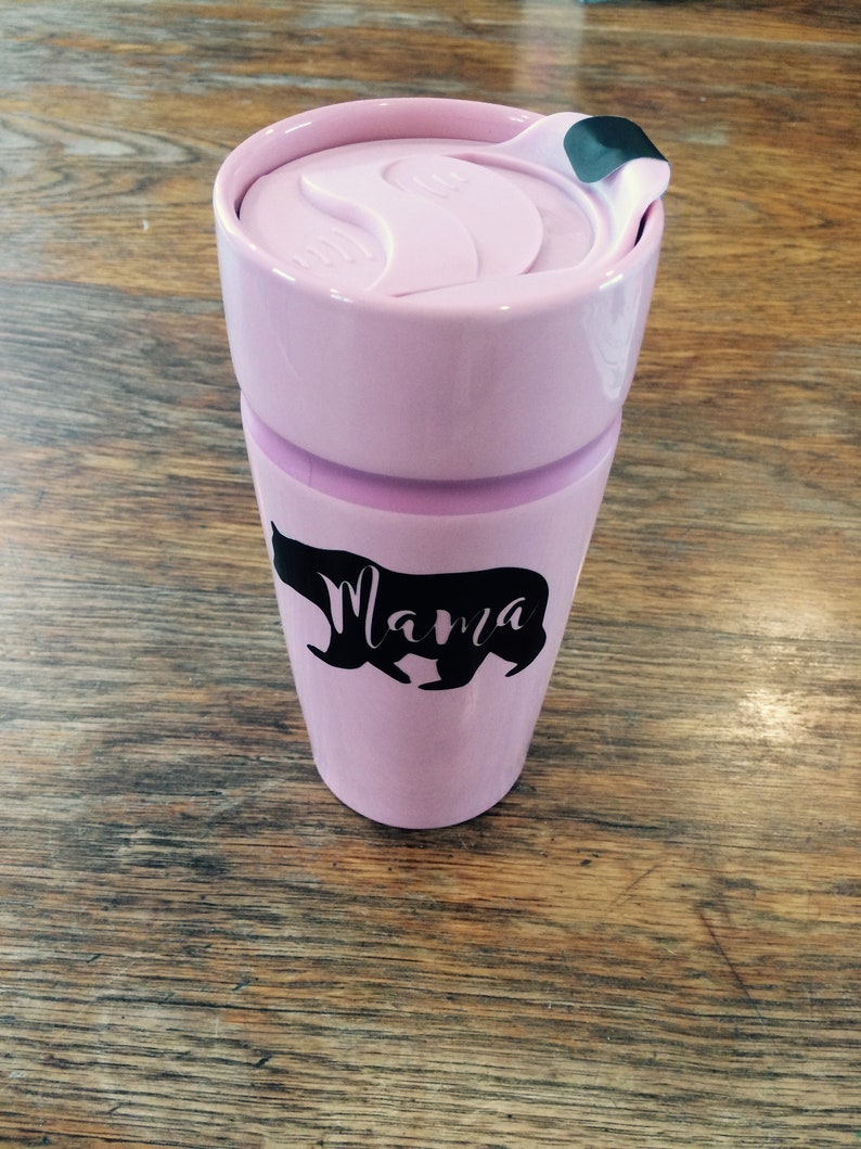 Mama Bear Light Pink Ceramic Travel Mug Gifts for Mom Mama Etsy