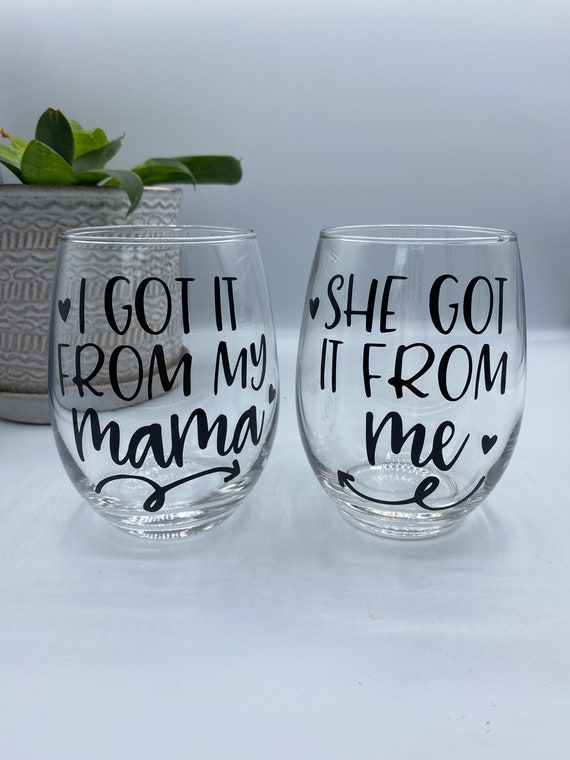 Mom and Daughter Wine Glass Set, Matching Wine Glasses, Mother