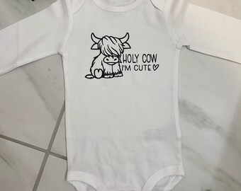 Cow Onesie, Farm Onesie, Cute Oneise, Holy Cow