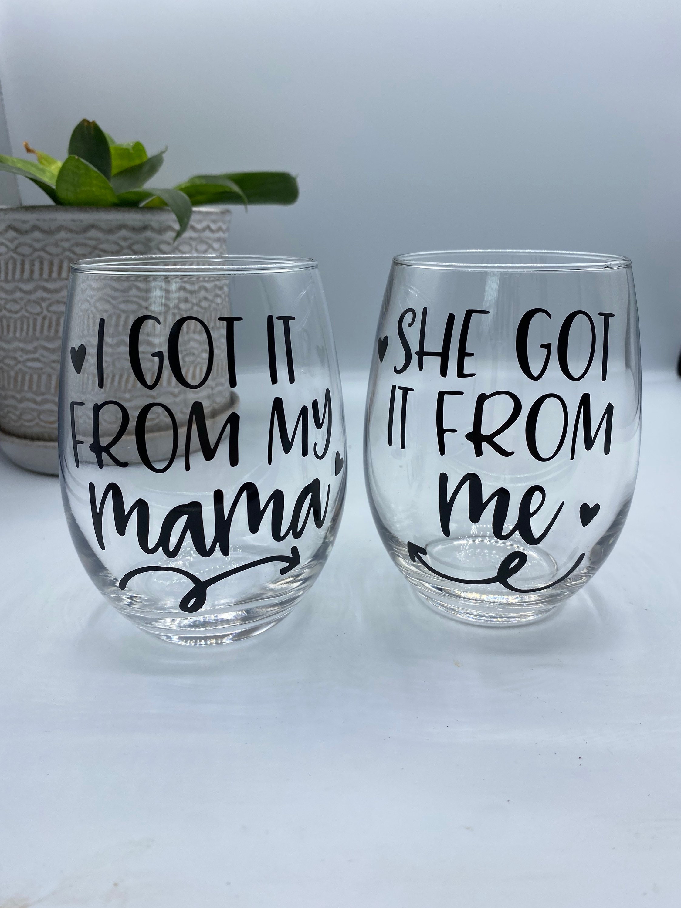  Best Mom and Daughter Stemless Wine Glass Set of 2