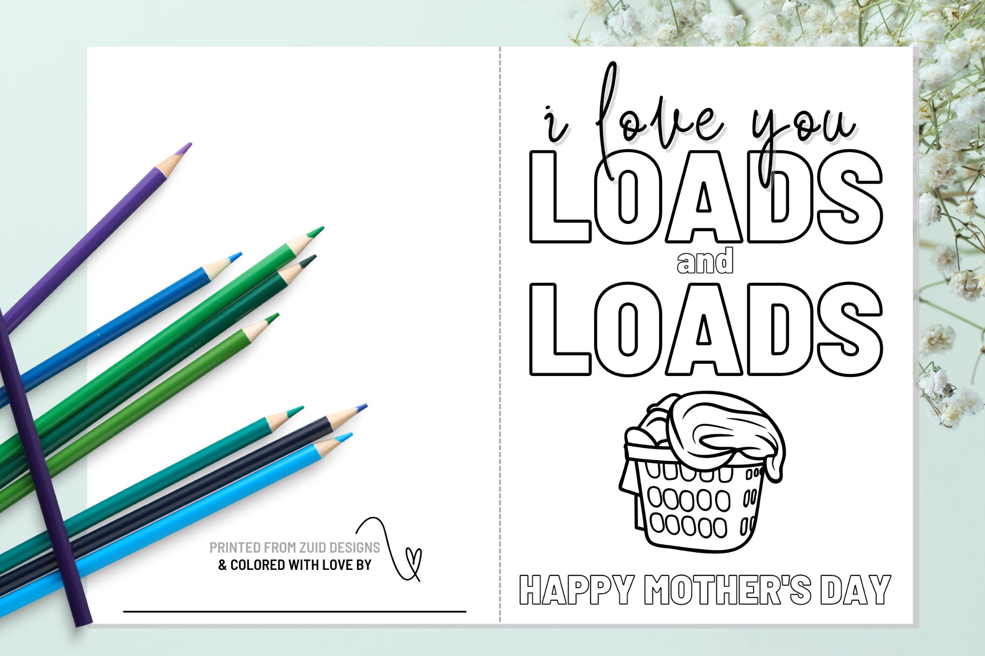 DIY Mother's Day Card Printable Mother's Day Card Colorable Mother's ...