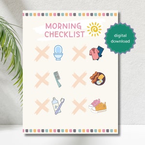 Morning Routine for Kids | Get Ready Checklist | Printable Checklist for Kids | Child Chore Chart