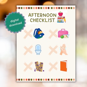 Afternoon Routine for Kids | After School Checklist | Printable Checklist for Kids | Child Chore Chart