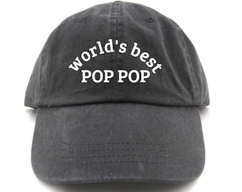 world&#39;s best pop pop hat - world&#39;s best grandpa hat - gifts for him - gifts for grandpa - gifts for pops