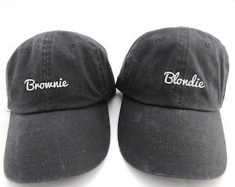 blondie brownie dad hats - best friends hats - blondes brunettes