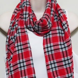 Red Plaid Winter Scarf, Perfect Gift for Winter, Men and Women Soft Worm Scarf