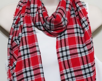 Bufanda de invierno a cuadros rojos, regalo perfecto para el invierno, bufanda suave con diseño de gusanos para hombres y mujeres