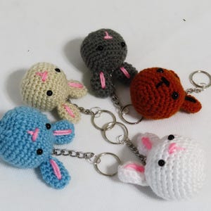 Easter Bunny Keychain - Handmade Amigurumi Stuffed Animal, Crochet Bunny Head