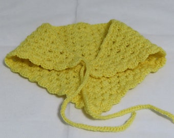 Pañuelo de pelo de ganchillo amarillo, envoltura para la cabeza