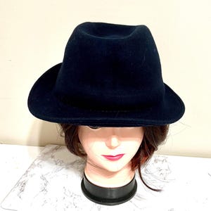 Vintage Capas Design Le Blues Bros Wool Felt Navy Blue Fedora Hat