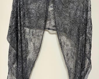 Dark grey sparkle floral evening shawl, Lace Shawl, Elegant Special Occasion Wrap| Sheer Floral Lace scarf
