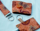 Boho Chic Fabric Coffee Cozy Gift Set, Coffee Cozy, Key Fob, Key Wristlet, Free Card Pouch, Gift Idea Boho Chic Print Fabric, Floral Fabric