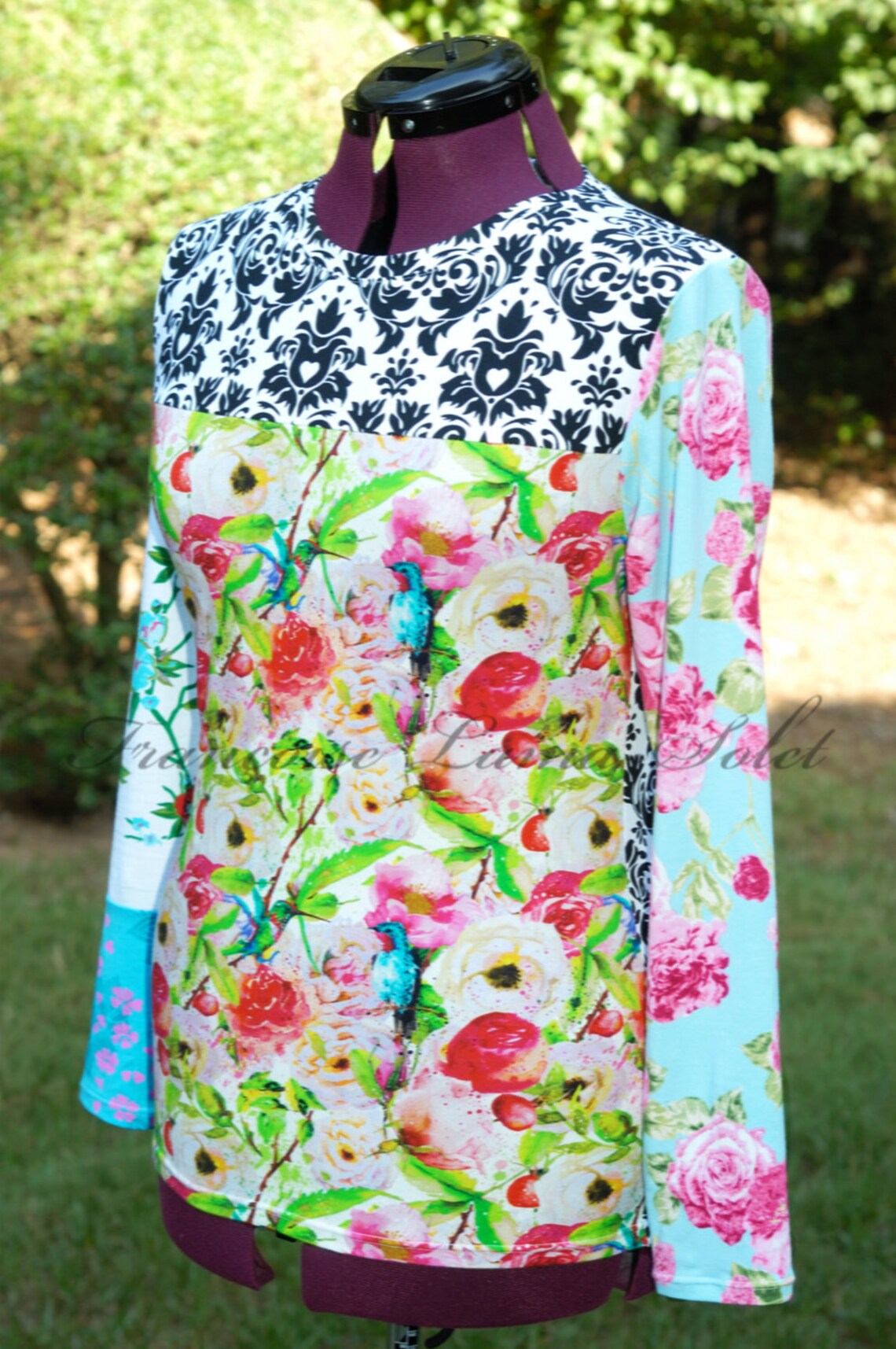 Long Sleeve Floral Top Colorful T Shirt Women Boho Clothing Etsy