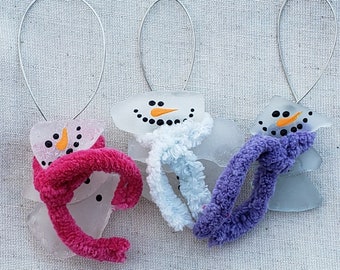 Beach Glass Snowman Ornaments