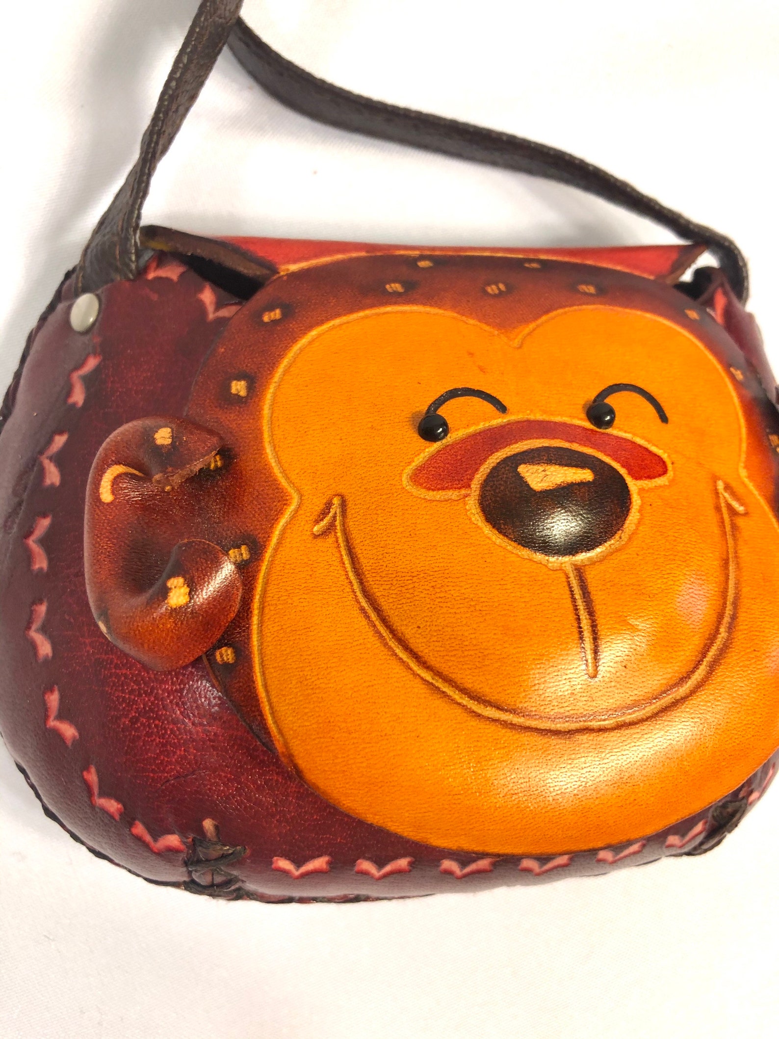 Leather Purse Monkey Design Handmade Etsy
