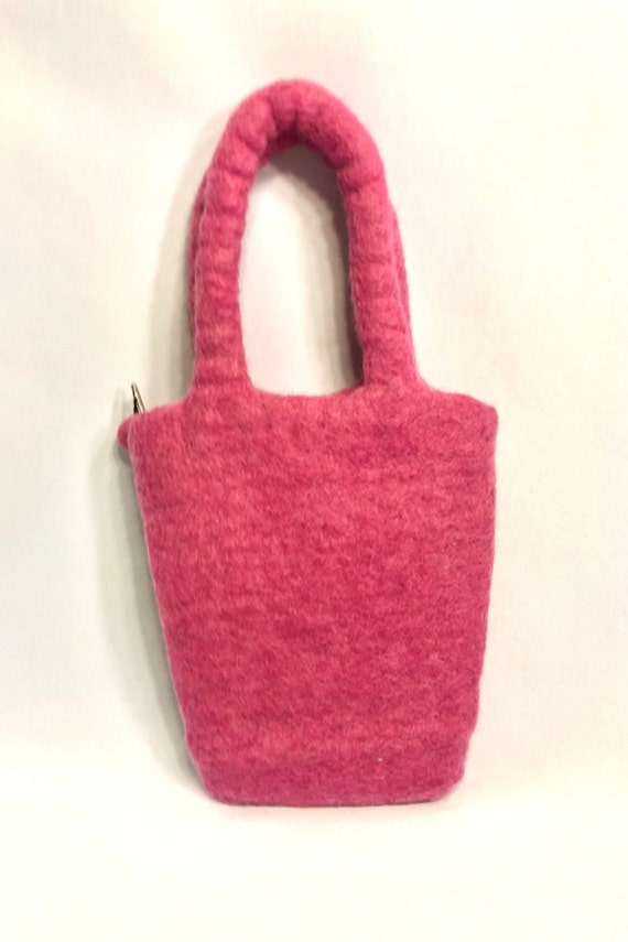Pink Wool Handcrafted Purse-Flower Design-Made in… - image 8