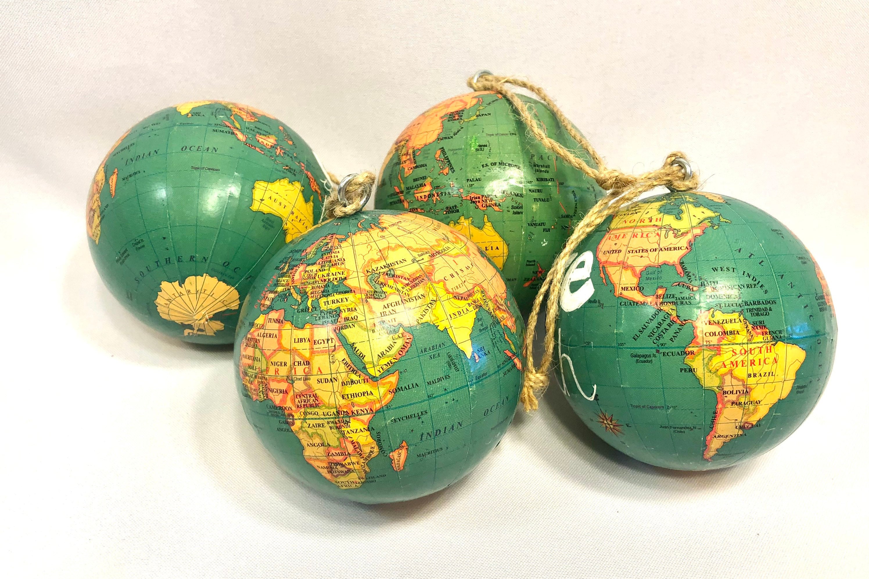 Globe Ornaments Set of 4 Christmas ornamentsGlobe decor Etsy