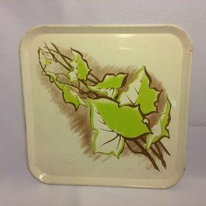 Metal Serving Tray Ivy Pattern Square Design Vintage 60's