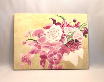 Acrylic Pink Roses Flowers Painting