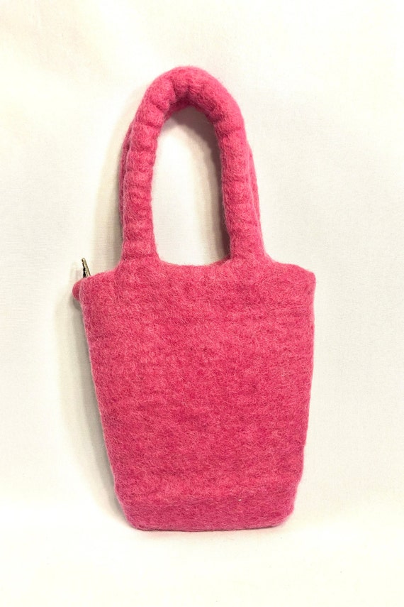 Pink Wool Handcrafted Purse-Flower Design-Made in… - image 3
