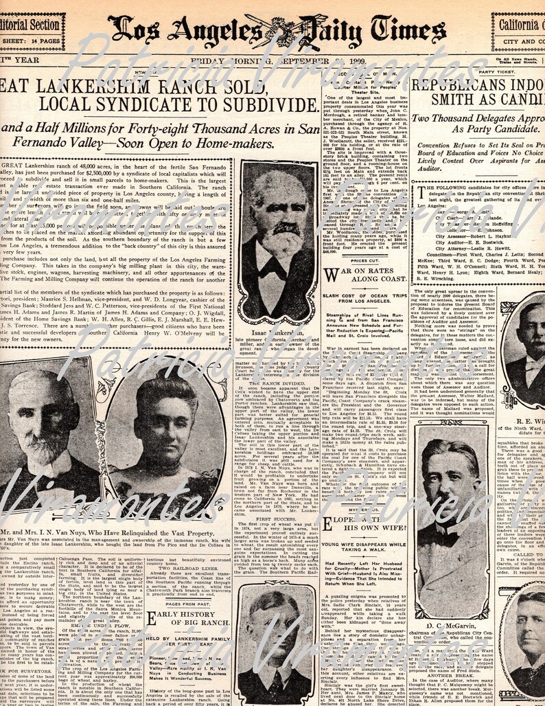 The los angeles times newspaper pages digital kit etsy hong kong