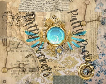 Steampunk Time Background Pages Digital Kit