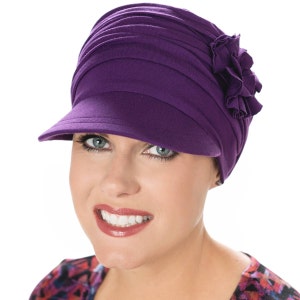 Florette Newsboy Hat in Bamboo Viscose by Cardani® Chemo Hats for Women Head Covers Chemo Hats Gifts for Cancer Patients Plum