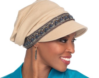 Uptown Slouchy Newsboy Hat | Cute Organic Cotton Newsboy Cap for Women | Chemo & Cancer Patients