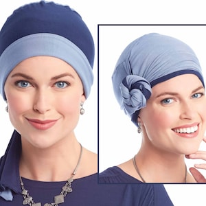 Reversible In-a-Snap Head Wrap | Bamboo Viscose Cancer Headwraps | Easy Tie Head Scarves | Tichel Hair Cover | Head Covering
