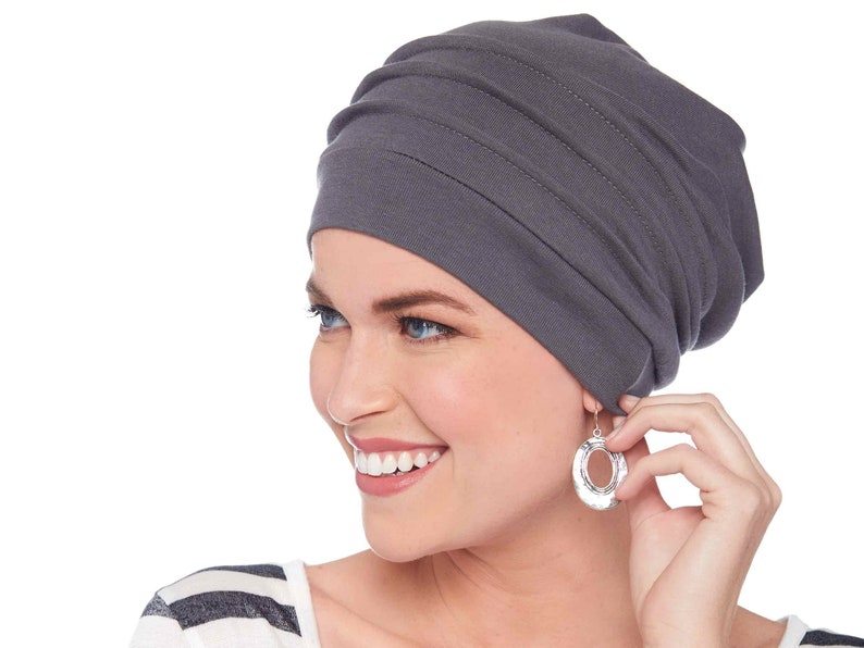 100% Cotton Slouchy Snood Hat for Women Slouch Hat Slouchy Beanie Cancer Hats Chemo Hats Hat for Cancer Patients Head Coverings image 9