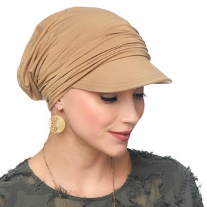 Cardani Slouchy Newsboy Hat Bamboo Hat for Cancer Patients Chemo Cap French Beige
