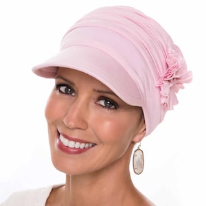 Florette Newsboy Hat in Bamboo Viscose by Cardani® Chemo Hats for Women Head Covers Chemo Hats Gifts for Cancer Patients Cameo Pink