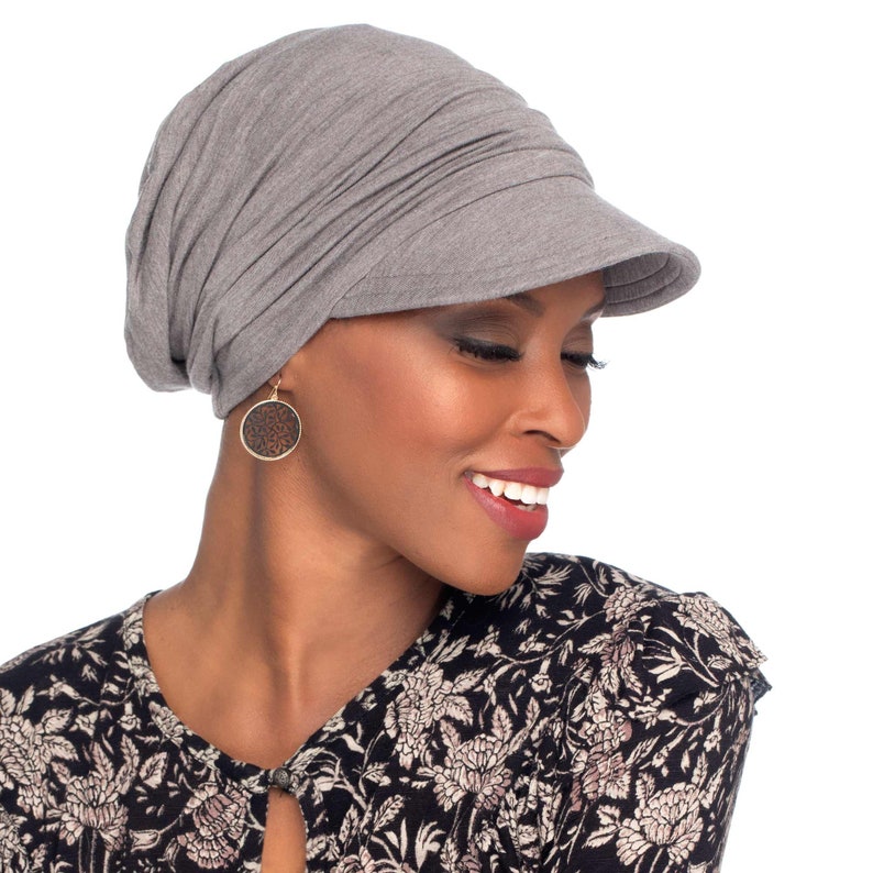 Cardani Slouchy Newsboy Hat Bamboo Hat for Cancer Patients Chemo Cap Heather Taupe
