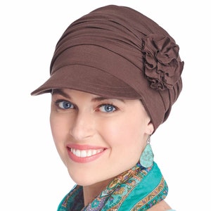 Florette Newsboy Hat in Bamboo Viscose by Cardani® Chemo Hats for Women Head Covers Chemo Hats Gifts for Cancer Patients Mocha