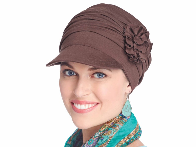 Florette Newsboy Hat in Bamboo Viscose by Cardani® Chemo Hats for Women Head Covers Chemo Hats Gifts for Cancer Patients Mocha