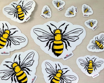 Cute Little Bee Sticker, Black & Yellow Cottagecore / Honeycore Mini Bee Stickers, Honey Bee, Small Bumble Bee, EZ Peel Custom Vinyl Sticker