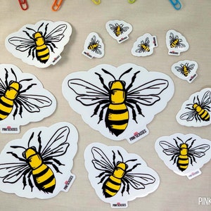 Cute Little Bee Sticker, Black & Yellow Cottagecore / Honeycore Mini Bee Stickers, Honey Bee, Small Bumble Bee, EZ Peel Custom Vinyl Sticker