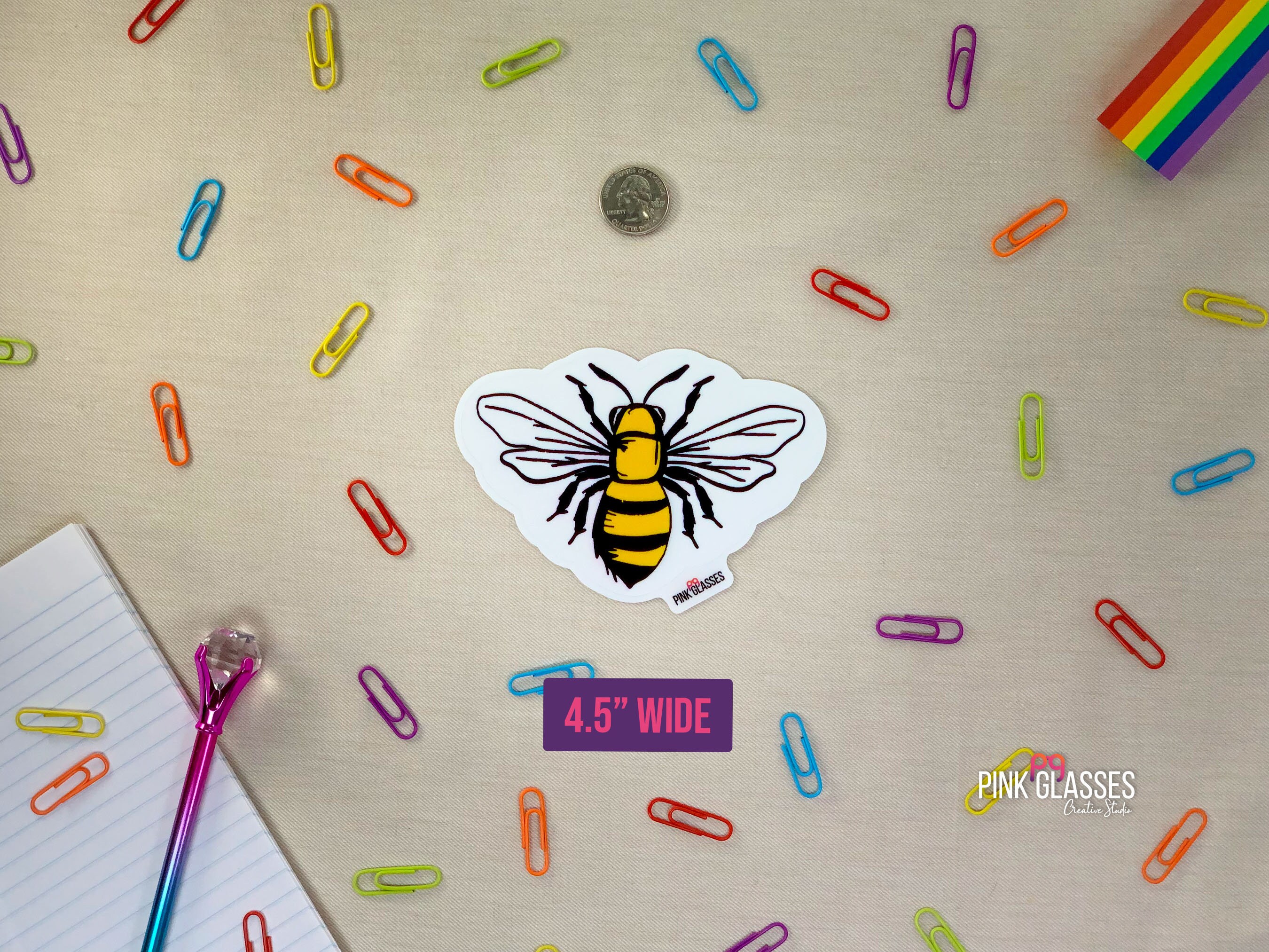 Cute Little Bee Sticker, Black & Yellow Cottagecore / Honeycore Mini ...
