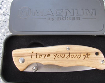 Your Handwriting Laser Engraved, Personalized Pocket Knife, Custom Handwriting, Father's Day Gift, Gift for Grandpa, Father of the Bride