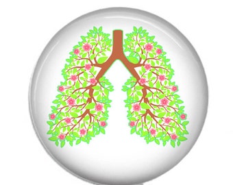 Green Floral Anatomical Lungs, RT ,Respiratory Therapy Retractable ID Badge Reel, Pulmonary
