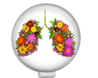 Flowery Anatomical Lungs, RT ,Respiratory Therapy Retractable ID Badge Reel, Pulmonary