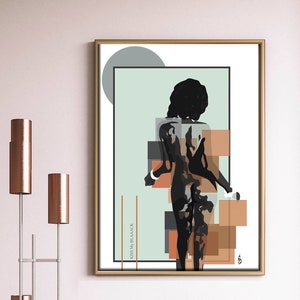 Kiss My BLAAACK - African American Art Illustration Print Poster - Black Girl Magic Office Home Decor, Black Art Print Gift for Sister
