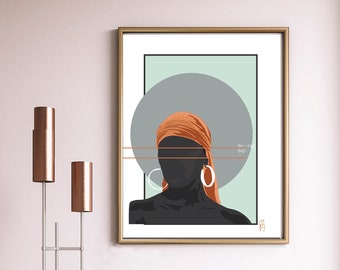 Du-rag Bad - Afro-Amerikaanse art illustratie print poster - zwart meisje magic office home decor, zwarte kunst cadeau voor zus beste vriend