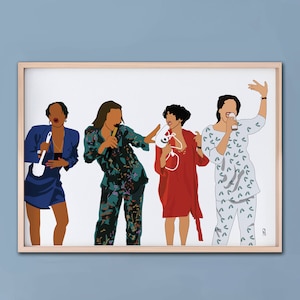 Living Single Art Print Poster- 90&#39;s TV  Classic TV Show Print , Christmas Holiday Gift for Sister, Best Friend Home Decor, Black Art Print