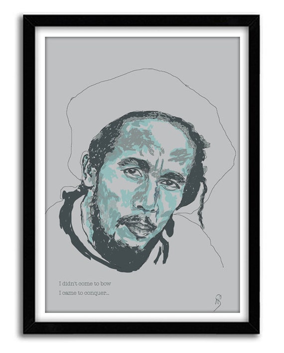I Came To Conquer - Bob Marley Art Print, Bob Marley Quote,  Inspirational Poster, Bob Marley Poster Tribute, Conquering Lion