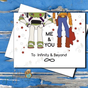 Hasta el infinito y más allá, linda tarjeta de aniversario, tarjeta de amor, tarjeta de Toy Story, tarjeta para novio, tarjeta para esposo, tarjeta del día de San Valentín, 24A