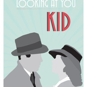 Casablanca,Classic Movie Poster, quote poster, romantic print, here's looking at you kid, Retro Art Deco, A3 Poster image 2