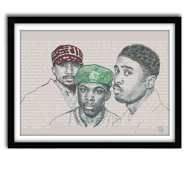 A Tribe Called Quest Poster, Lyrics Print, Q-tip, Phife Dawg, Hip Hop Poster, Office Art, Music poster, Pop Art, Wall Decor, Dorm Room Decor