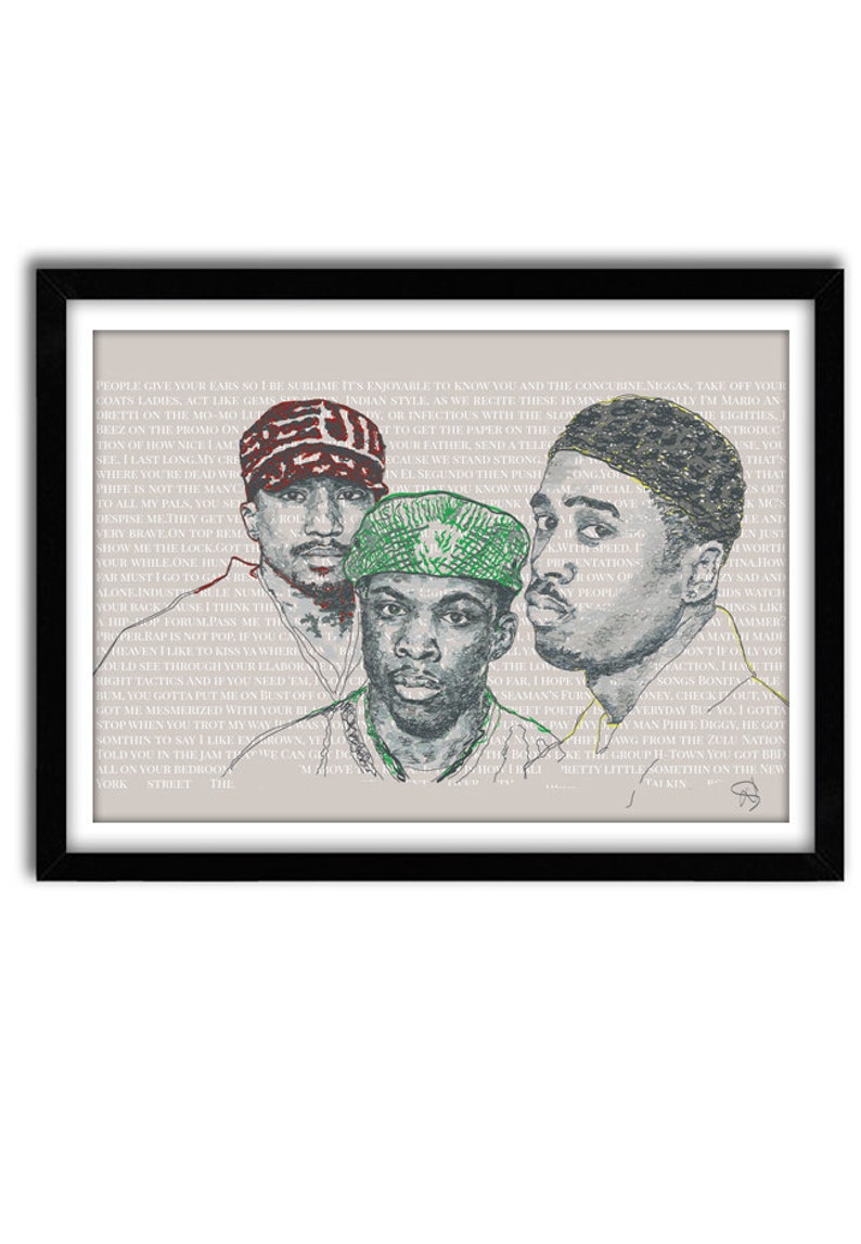 A Tribe Called Quest Poster Lyrics Print Qtip Phife Dawg Etsy