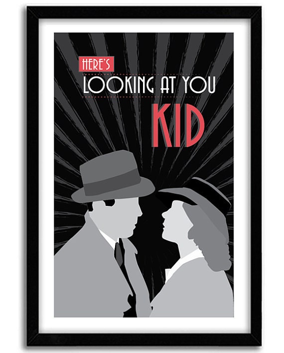 Casablanca, Classic Movie Poster, romantic print, "here's looking at you kid", Casablanca Poster, A3 Poster